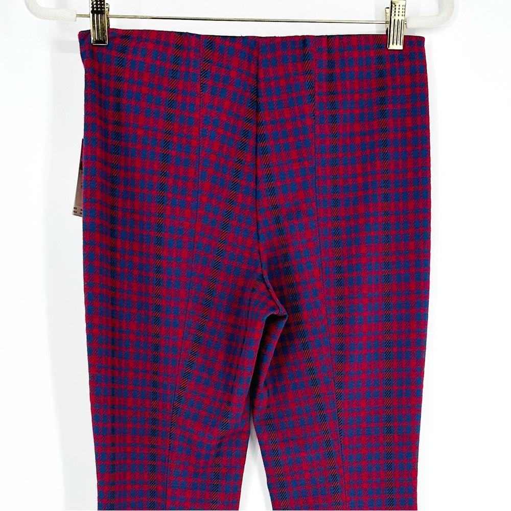Anthropologie Maeve Margot Red Blue Plaid Flare Leg Pull On Stretch Pants New XS - Picture 8 of 12